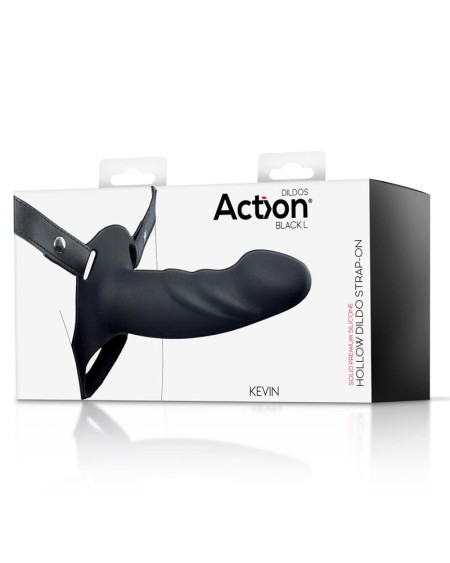strap-on with hollow dildo premium silicone size l noir