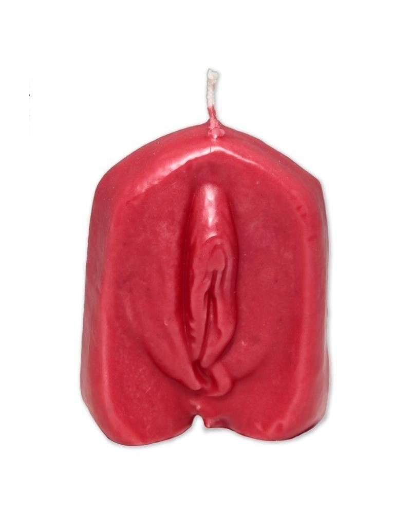 red vagina-shaped candle