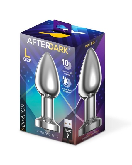 dimpor chrome anal plug with vibration and magnetic usb size l