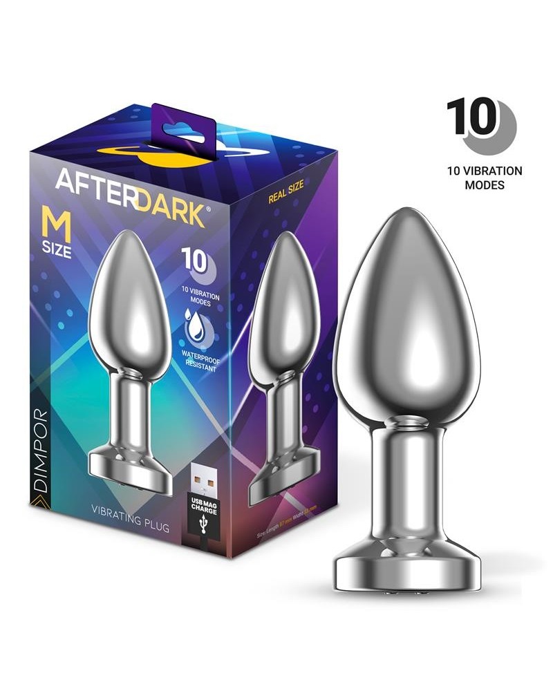 dimpor chrome anal plug with vibration and magnetic usb size m