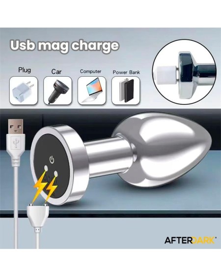 dimpor chrome anal plug with vibration and magnetic usb size m
