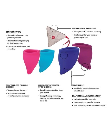 fun cup explore kit 2 mentrual cups rose ultramarine