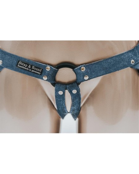 strap bound harness adjustable dark blue