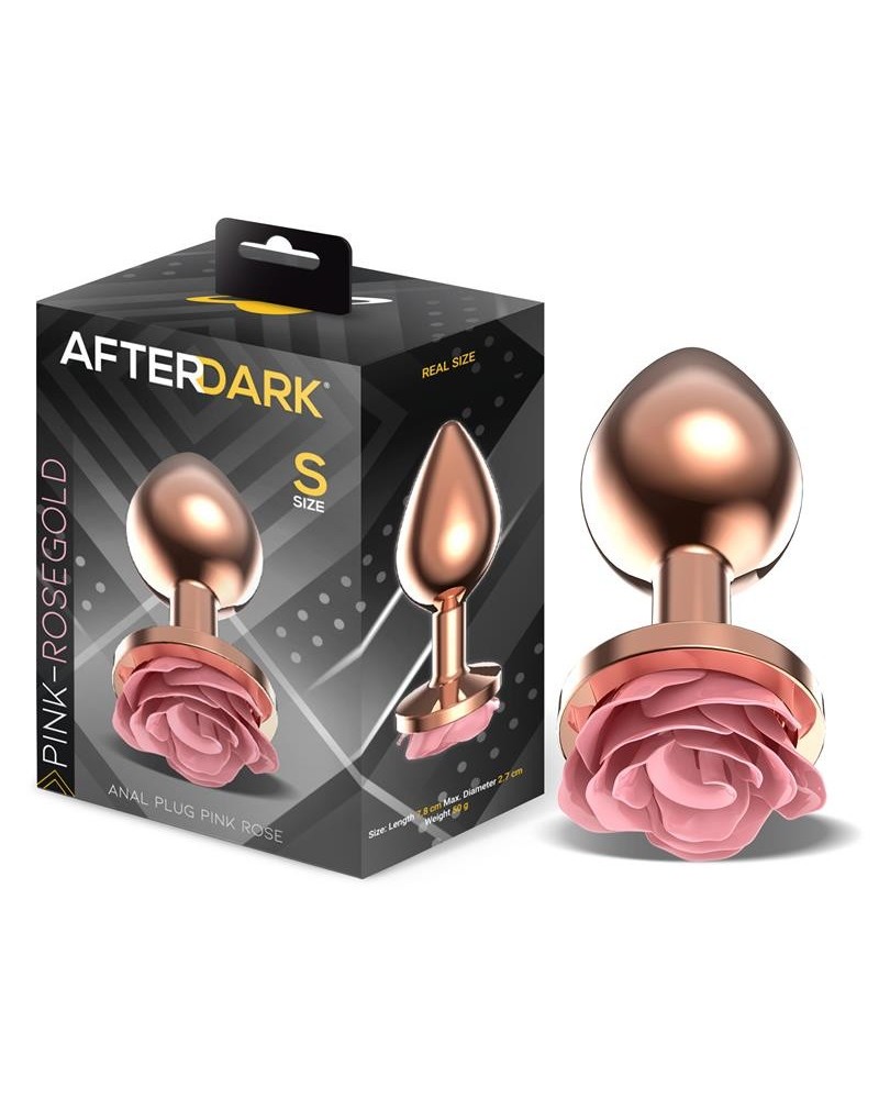 rosegold metal anal plug with rose rose base - size s