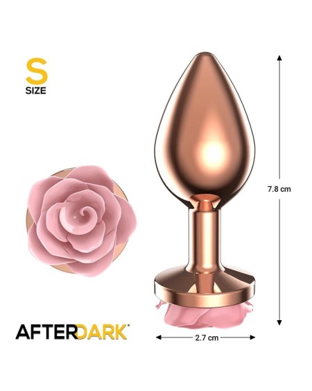 rosegold metal anal plug with rose rose base - size s