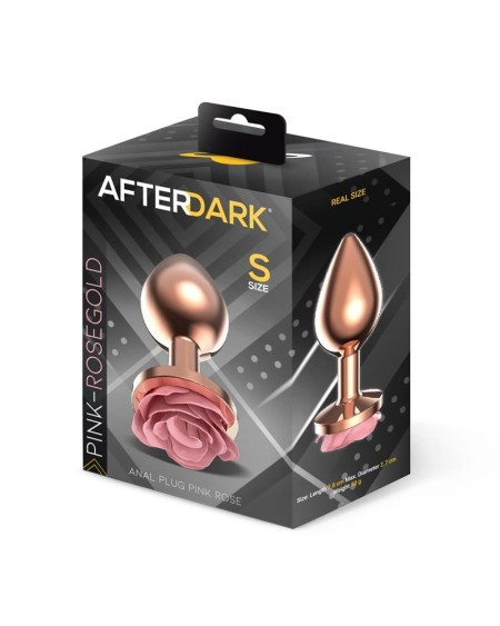 rosegold metal anal plug with rose rose base - size s