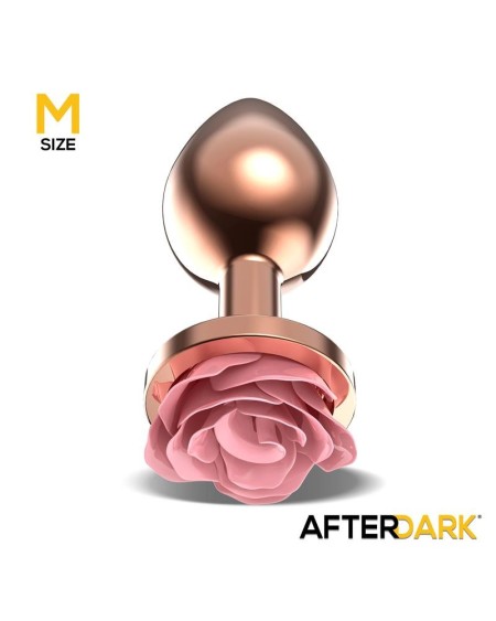 rosegold metal anal plug with rose rose base - size m