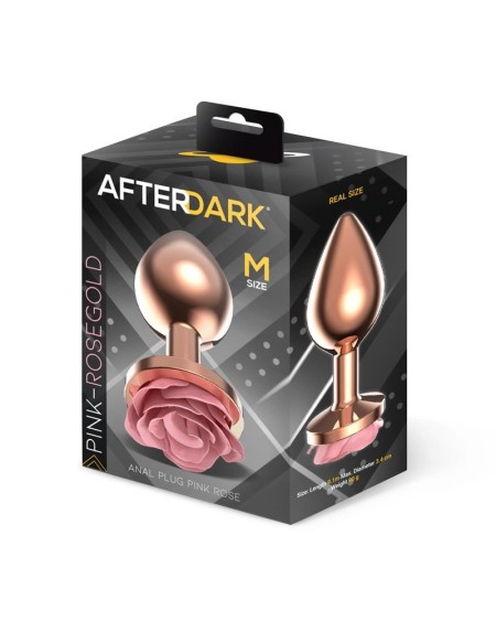 rosegold metal anal plug with rose rose base - size m