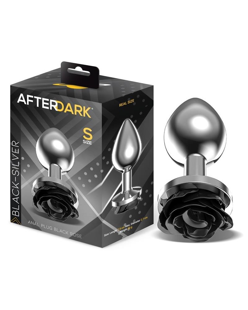 metal anal plug with noir rose base size s