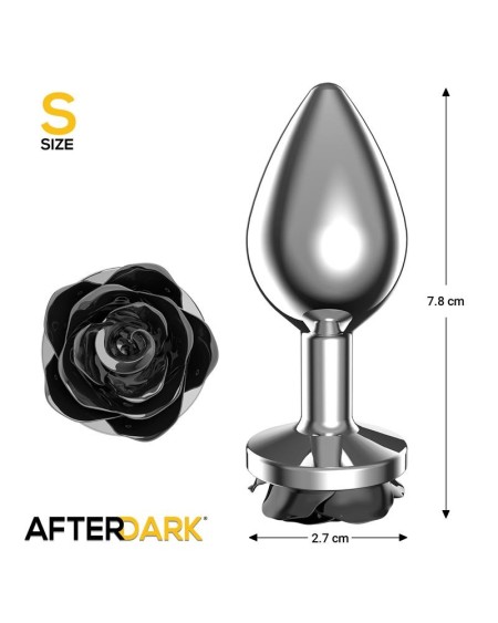 metal anal plug with noir rose base size s