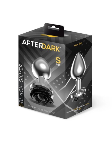 metal anal plug with noir rose base size s