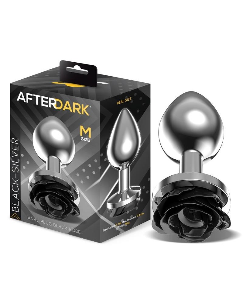metal anal plug with noir rose base size m