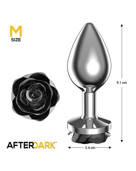 metal anal plug with noir rose base size m