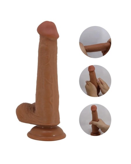 tallen dildo wirh retractil-sliding peau tan 22 cm