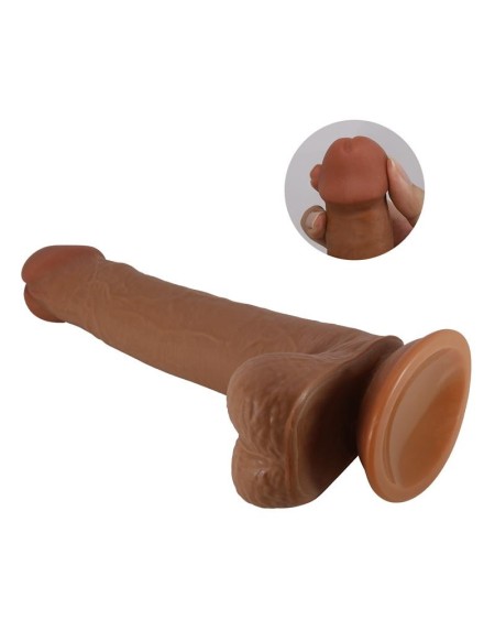 tallen dildo wirh retractil-sliding peau tan 22 cm
