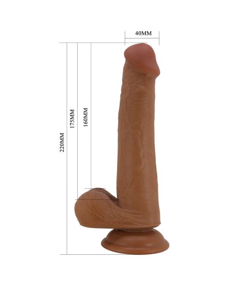 tallen dildo wirh retractil-sliding peau tan 22 cm