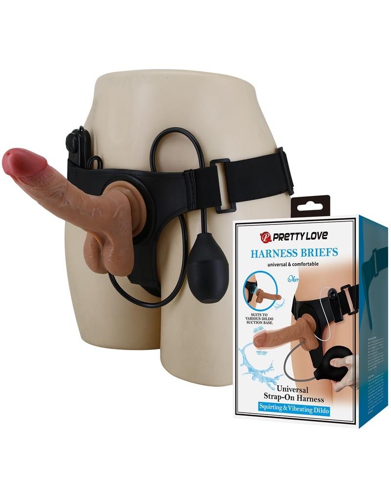 oher stra-on with vibration and squirt dildo