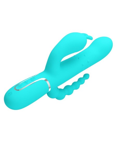 cammy tripple rabbit vibrator with beads turquoise