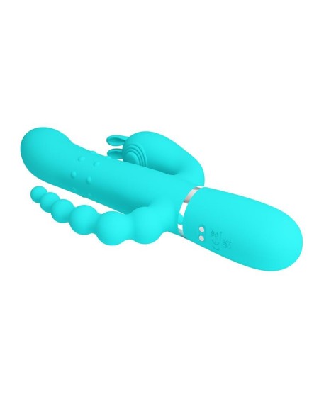 cammy tripple rabbit vibrator with beads turquoise