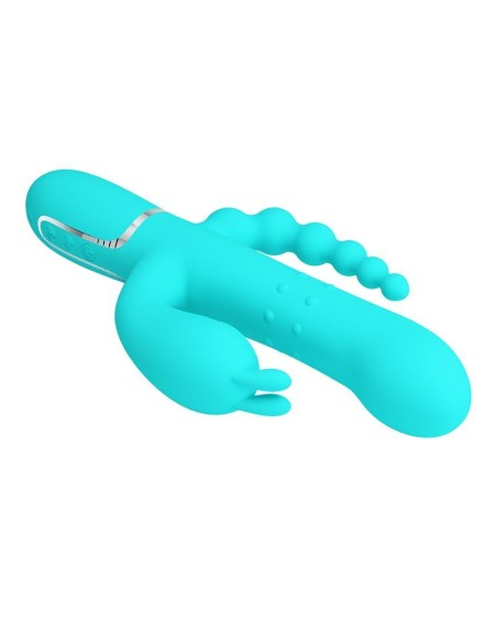 cammy tripple rabbit vibrator with beads turquoise