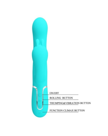 cammy tripple rabbit vibrator with beads turquoise