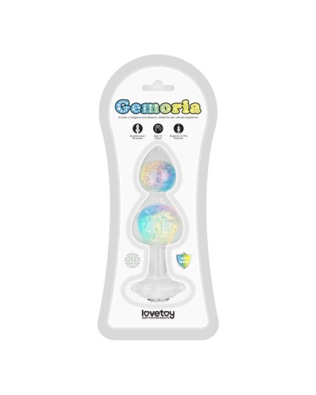 gemoria silicone butt plug with crystal sphere multicolor