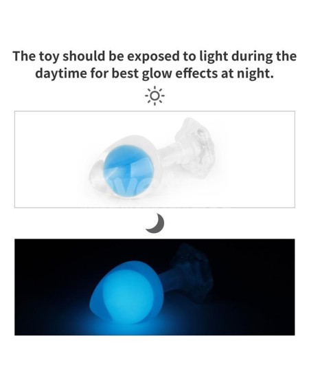 gemoria silicone butt plug internal steel ball glow in the dark