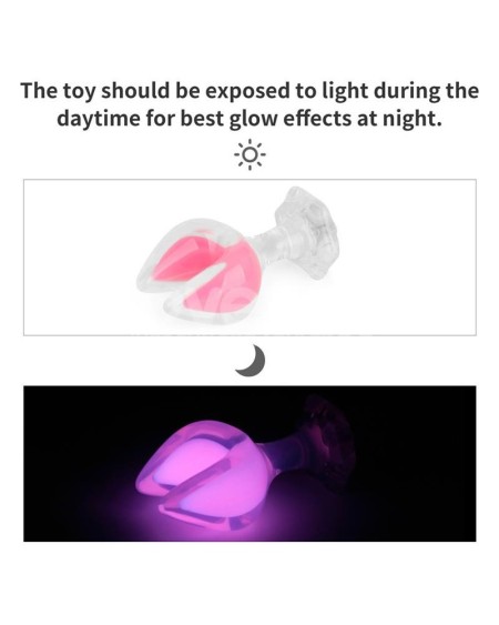 gemoria silicone butt plug dual crescent-shaped tip glow dark