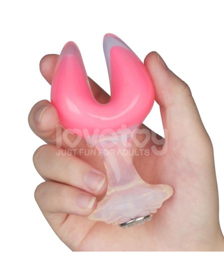 gemoria silicone butt plug dual crescent-shaped tip glow dark