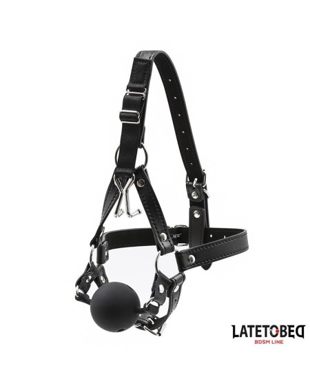 head harness with ball gag and nose hook