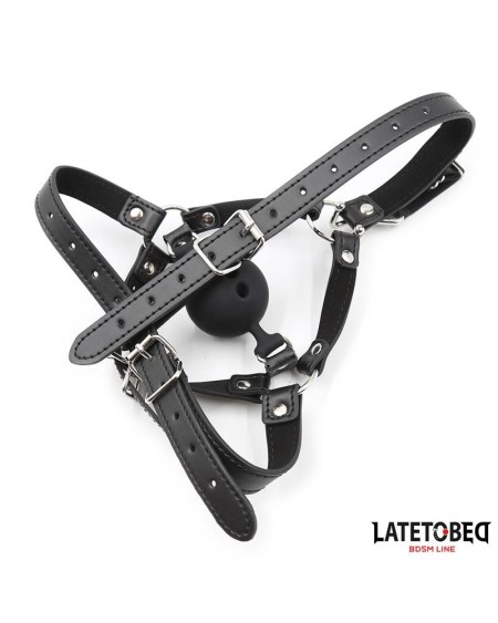 head harness with ball gag and nose hook
