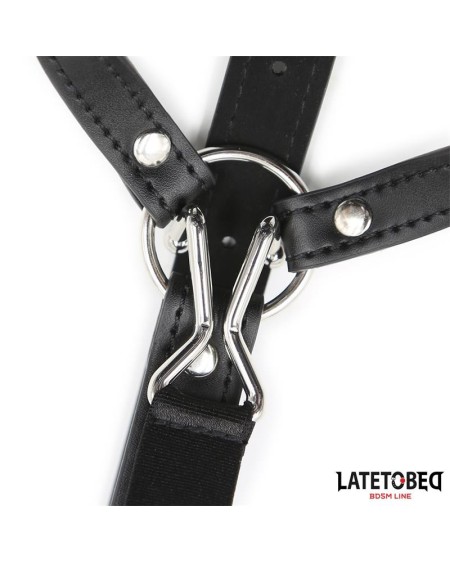 head harness with ball gag and nose hook