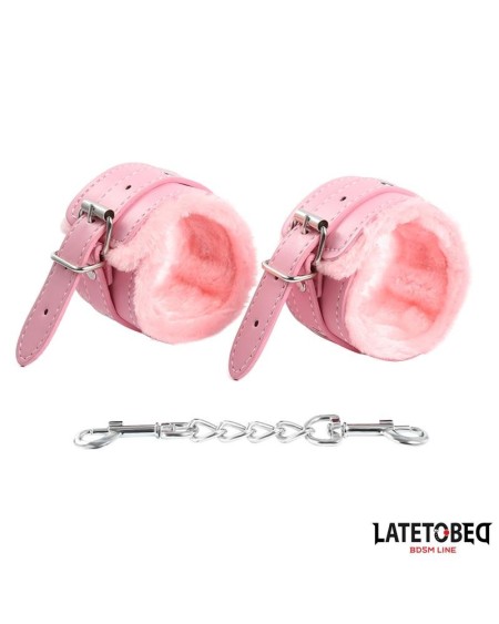 premium fur lined handcuffs rose