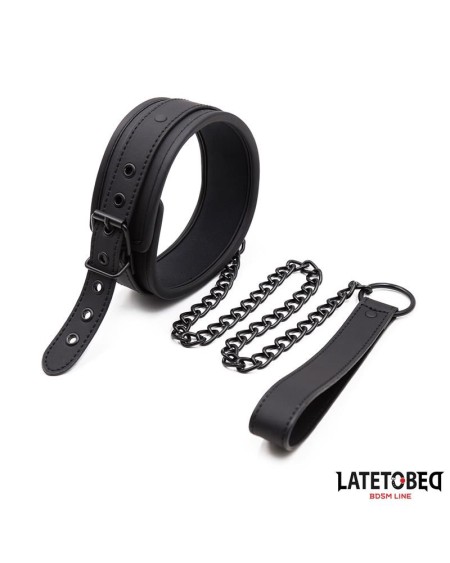 set collar and leash neoprene noir
