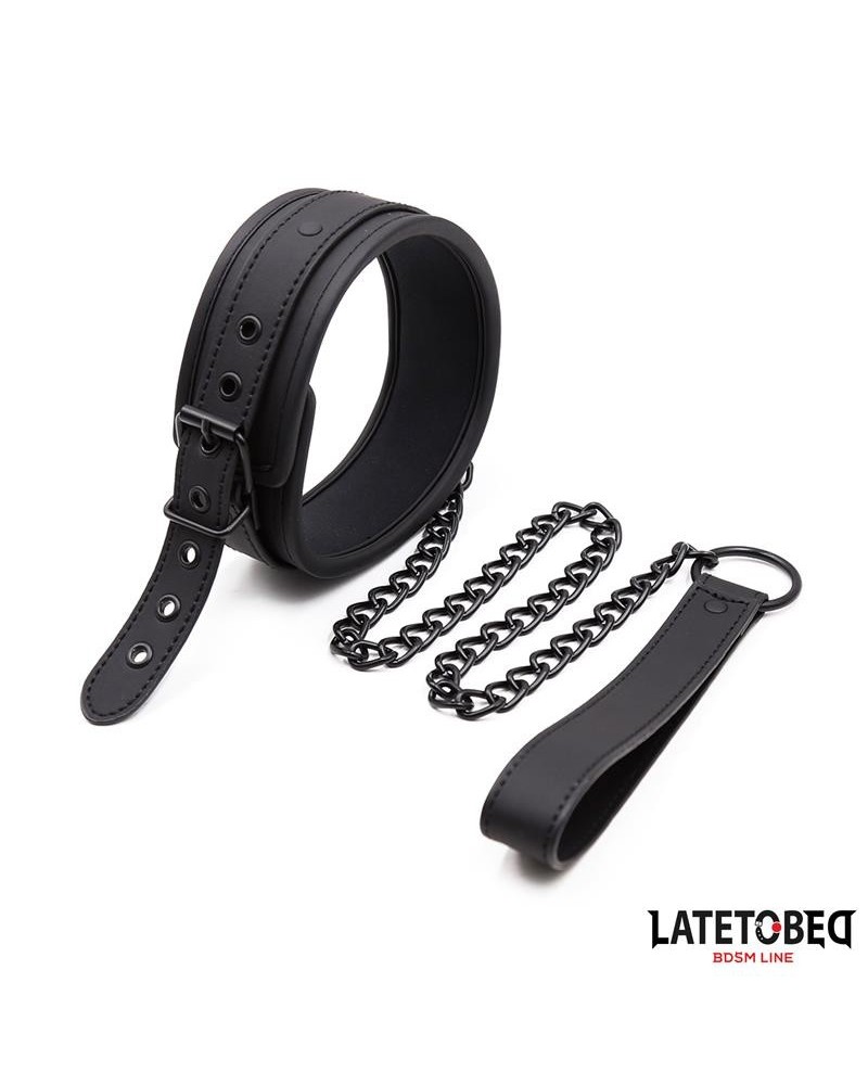 set collar and leash neoprene noir