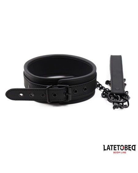set collar and leash neoprene noir