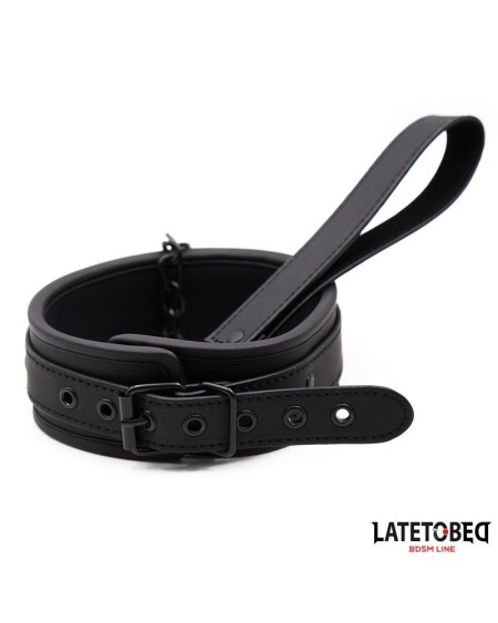 set collar and leash neoprene noir