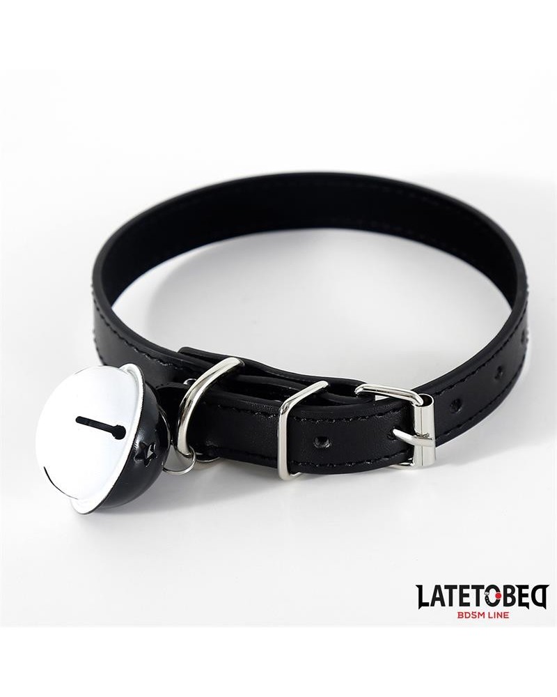 collar with bell noir adjustable