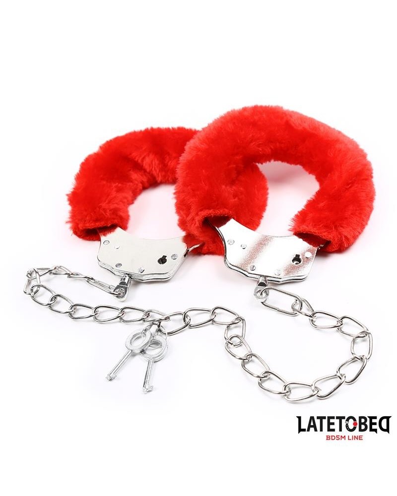 fur ankle cuffs red