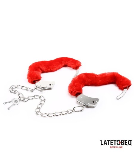 fur ankle cuffs red