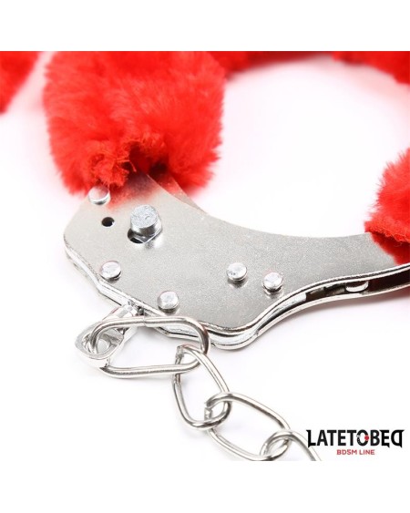 fur ankle cuffs red