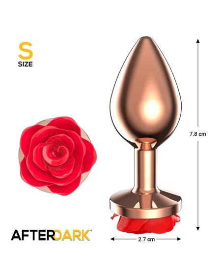 rose gold anal plug with red rose base size s