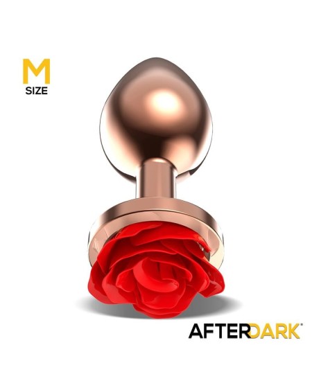 rose gold anal plug with red rose base size m