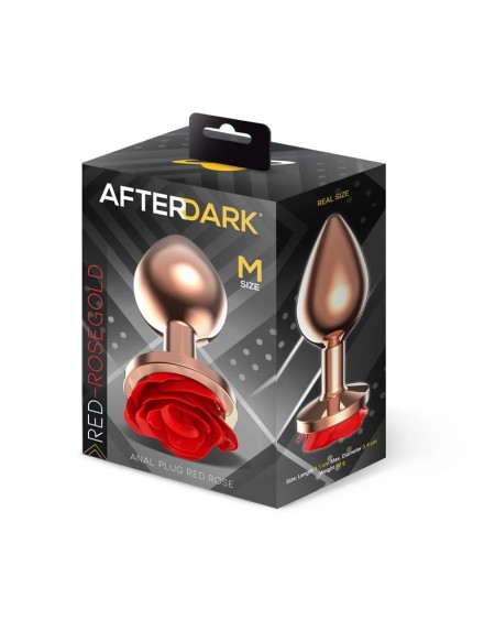 rose gold anal plug with red rose base size m