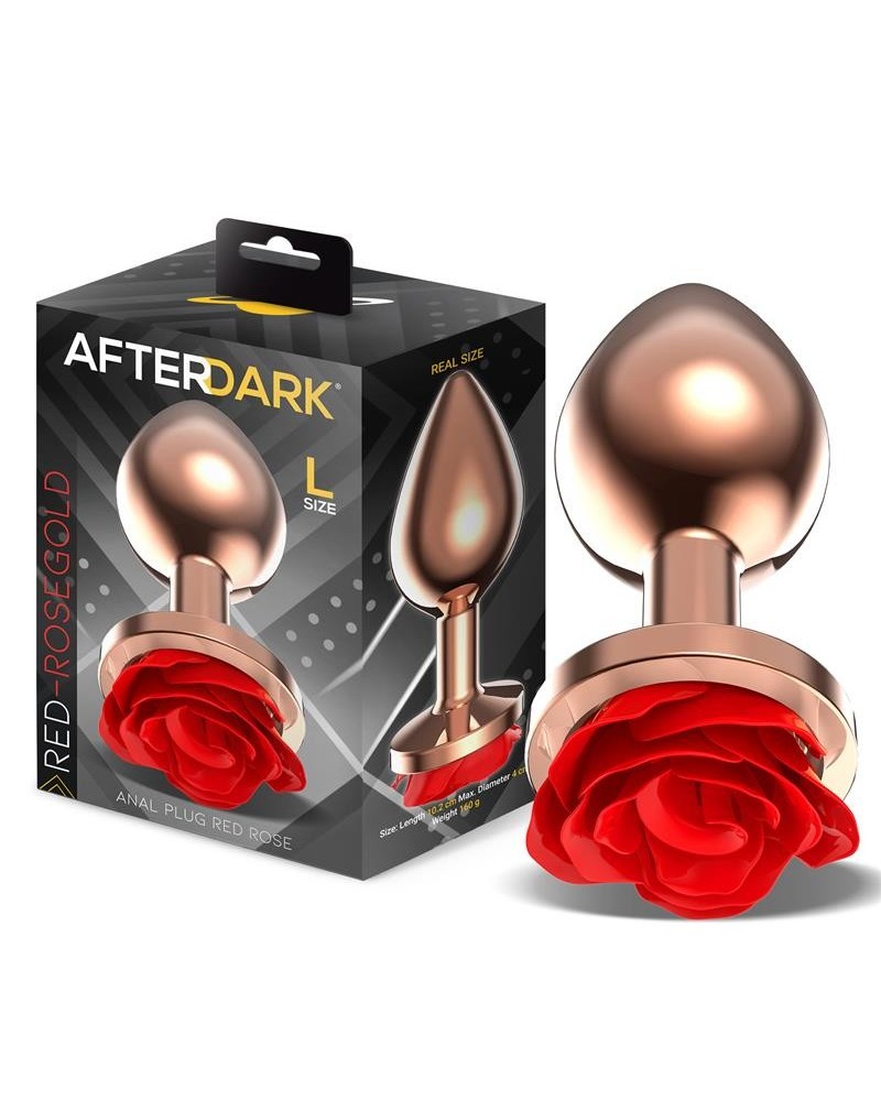 rose gold anal plugh with red rose base size l