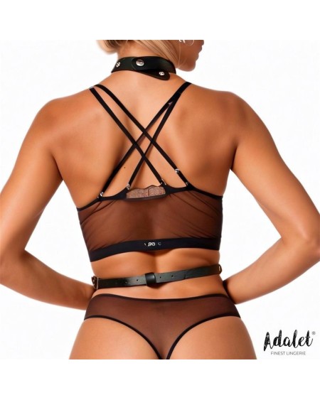 hilda vegan leather chest harness with chain one size