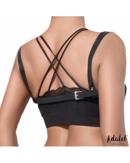 karina vegan leather harness top with chain one size