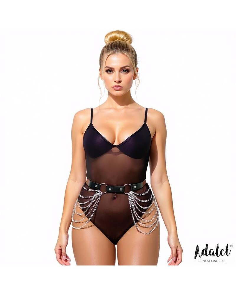 nadine vegan leather belt harness chain one size