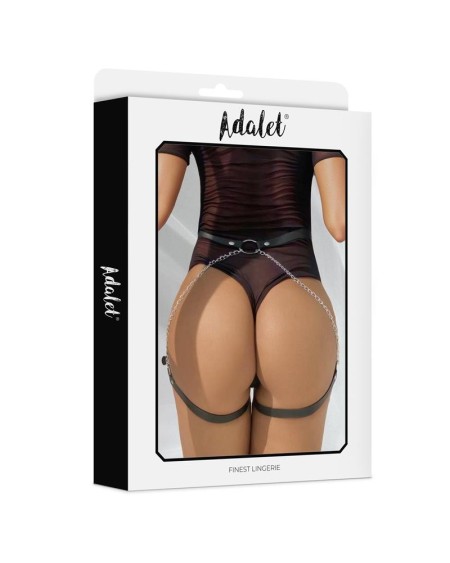 oriana vegan leather belt harness with chain one size