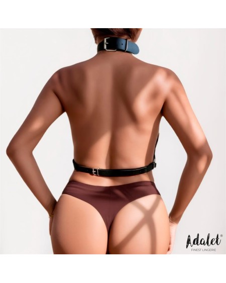 samara vegan leather chest harness with chain one size